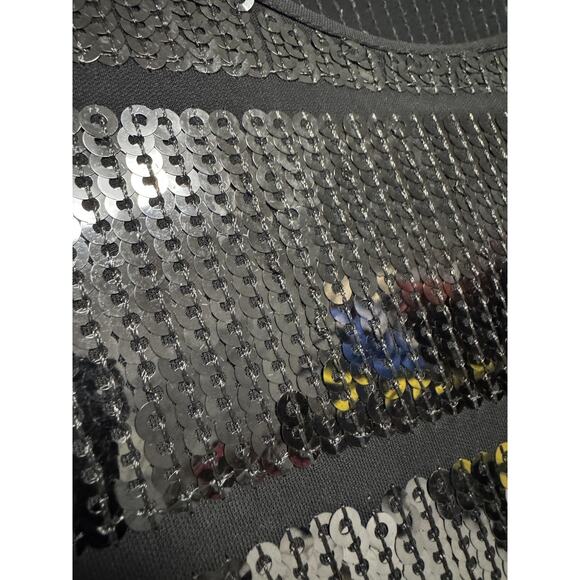 Theory Dress Womens Small Black Harmen Sequin Shift 3/4 Sleeve Mini Party - Picture 7 of 14